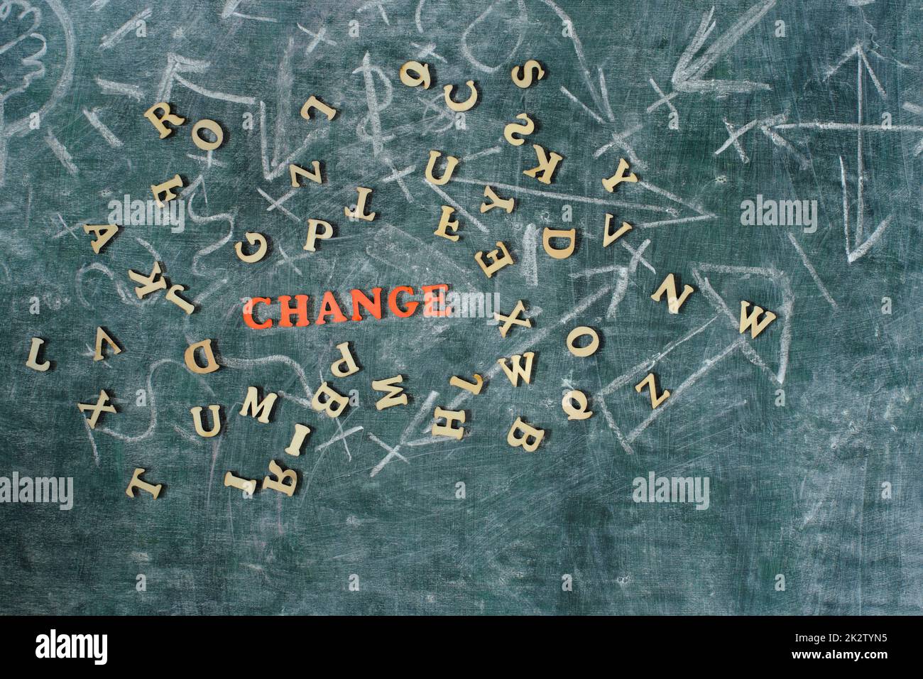 Développement personnel, carrière et croissance d'affaires ou de changer votre façon de penser concept, tableau noir avec la lettre nuage et griffonnage Banque D'Images