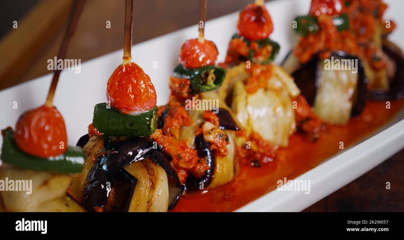 Food Art Gourmet Dinner gros plan. Légumes délicieux. Banque D'Images