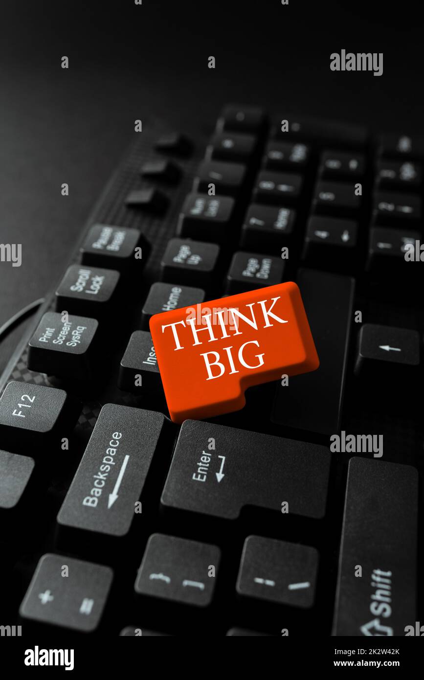 Affiche manuscrite Think Big. Mot pour planifier pour quelque chose de haute valeur pour ceux soi ou pour la préparation -48871 Banque D'Images