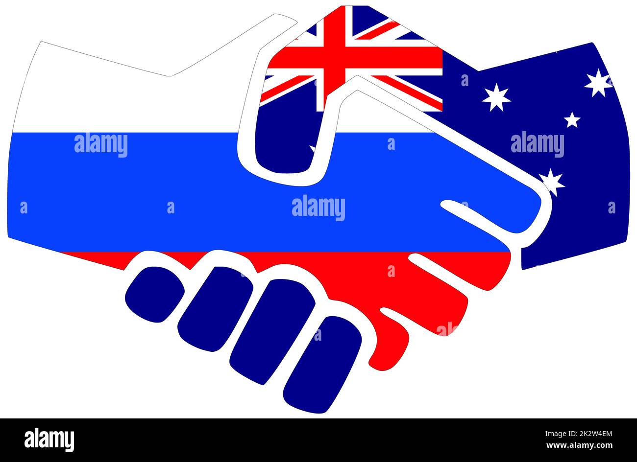 Russie - Australie : poignée de main, symbole d'accord ou d'amitié Banque D'Images