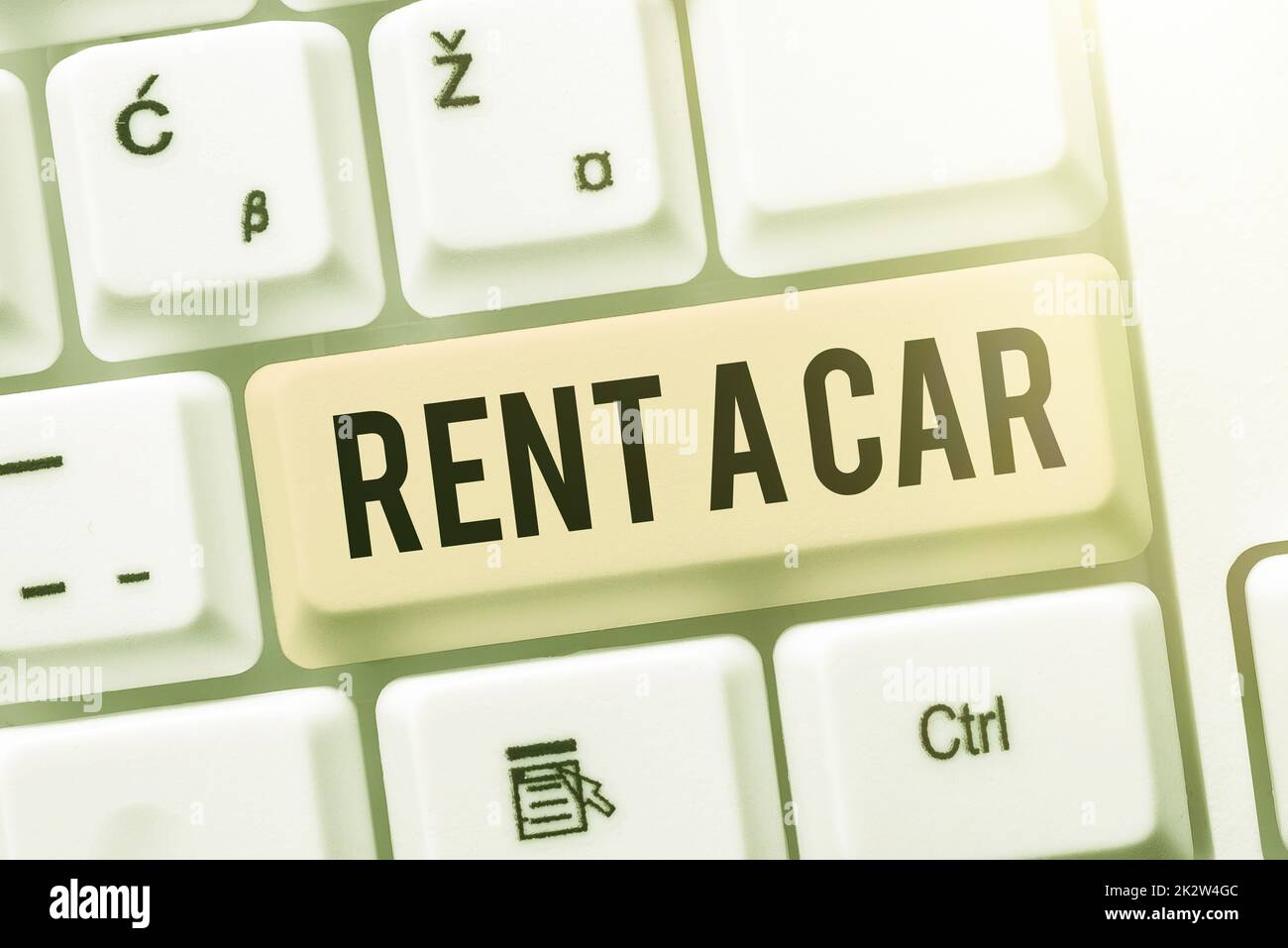 Affiche textuelle indiquant Rent A car. Concept Internet payer pour l'utilisation temporaire du véhicule d'un jour à des mois cadre vierge décoré avec des formes abstraites modernisées fleurs et feuillage. Banque D'Images