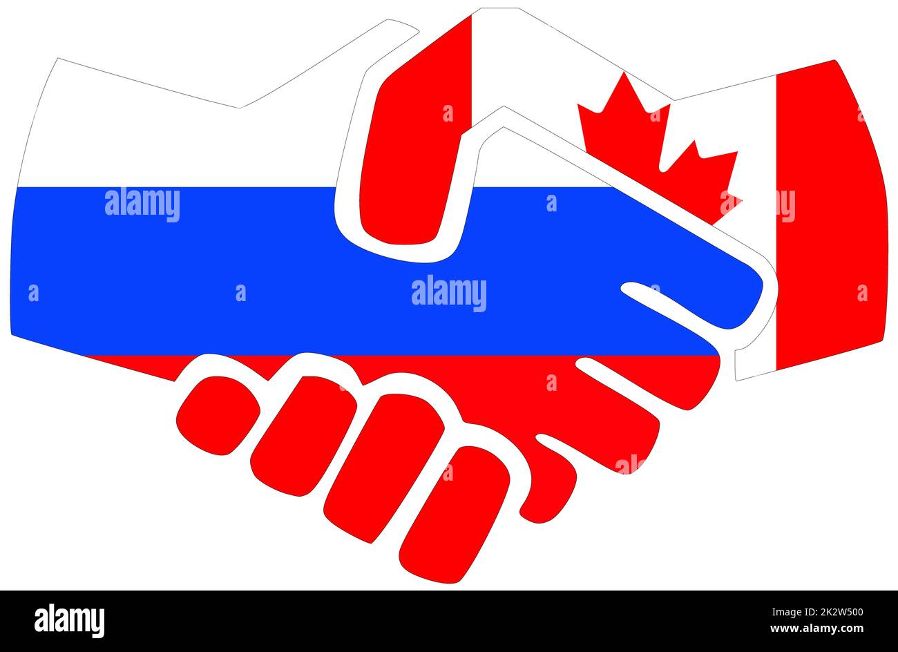 Russie - Canada : poignée de main, symbole d'accord ou d'amitié Banque D'Images