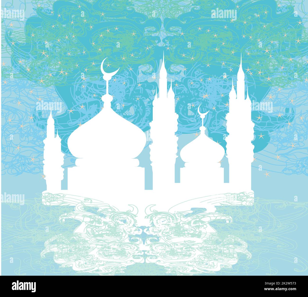 Ramadan - fond de carte de vecteur silhouette de la mosquée Banque D'Images