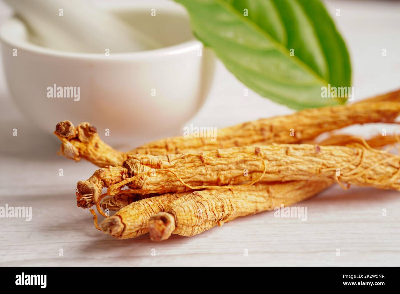 Ginseng, herbe végétale séchée.Alimentation saine alimentation d'exportation célèbre dans le pays de Corée. Banque D'Images