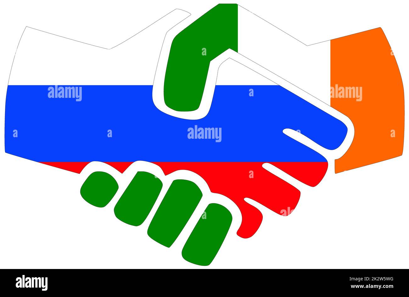 Russie - Irlande : poignée de main, symbole d'accord ou d'amitié Banque D'Images