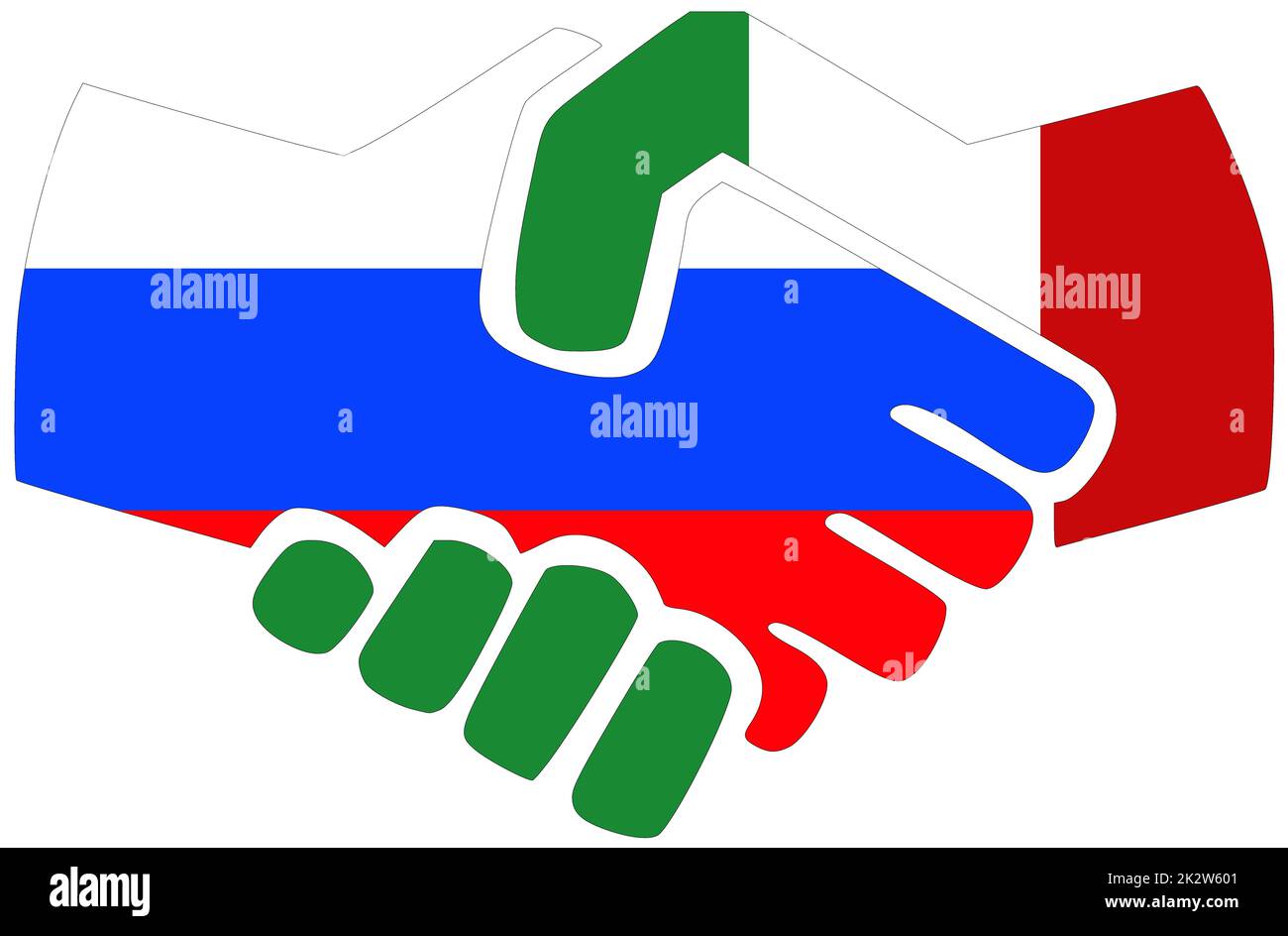 Russie - Italie : poignée de main, symbole d'accord ou d'amitié Banque D'Images