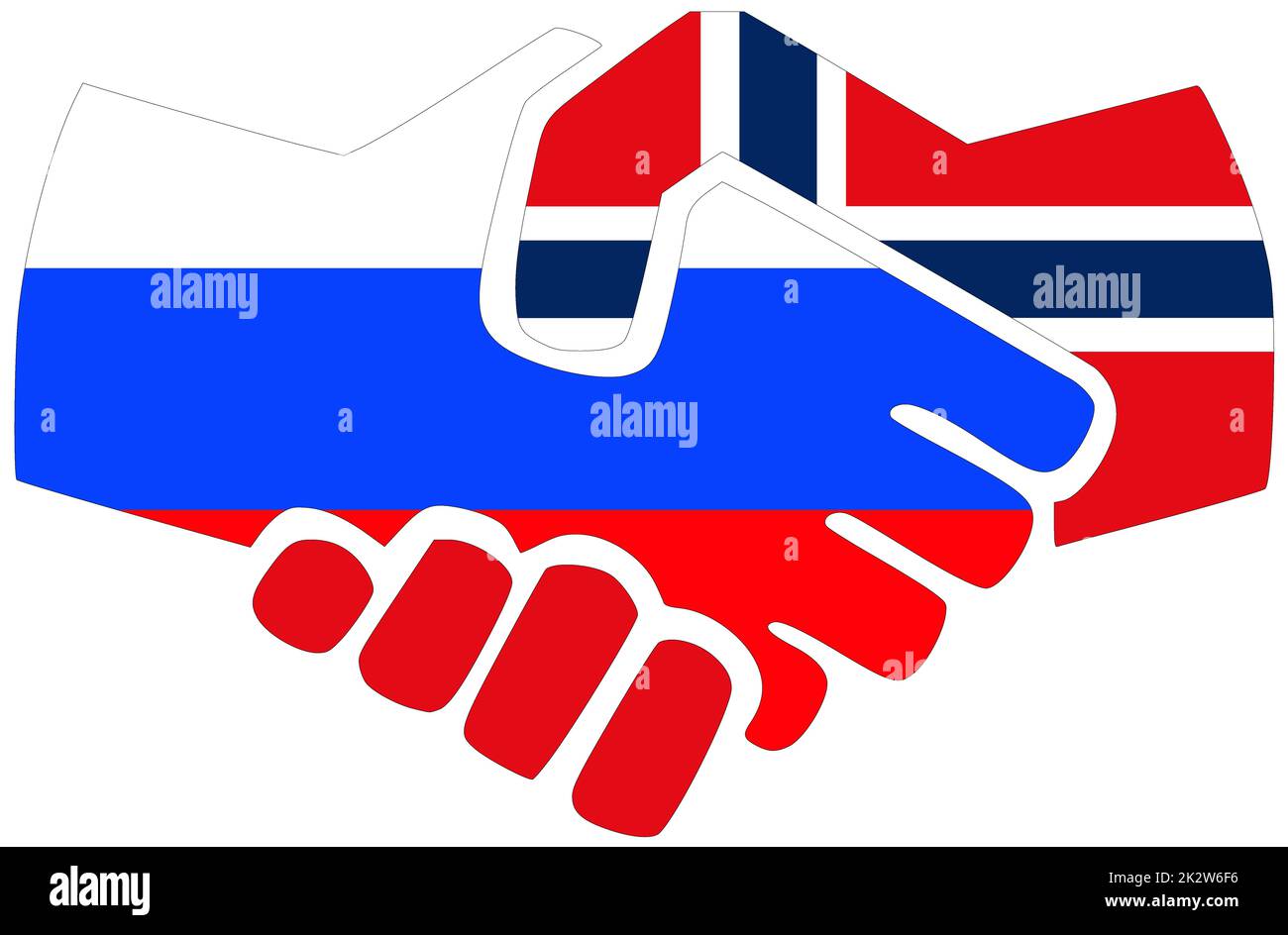 Russie - Norvège : poignée de main, symbole d'accord ou d'amitié Banque D'Images