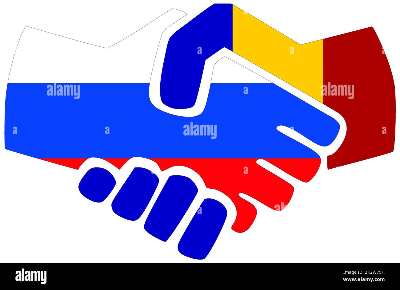 Russie - Roumanie : poignée de main, symbole d'accord ou d'amitié Banque D'Images