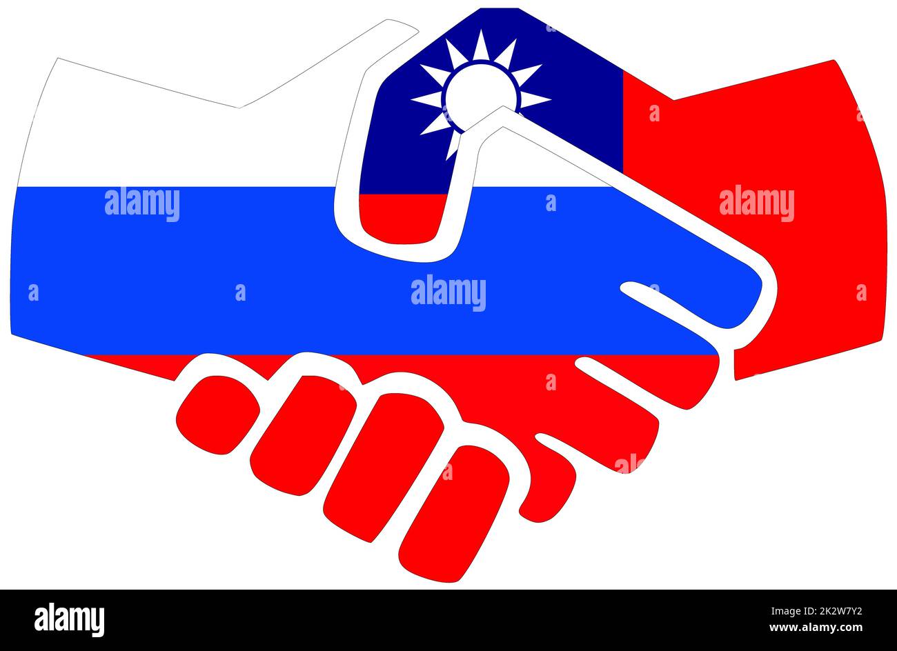 Russie - Taïwan : poignée de main, symbole d'accord ou d'amitié Banque D'Images