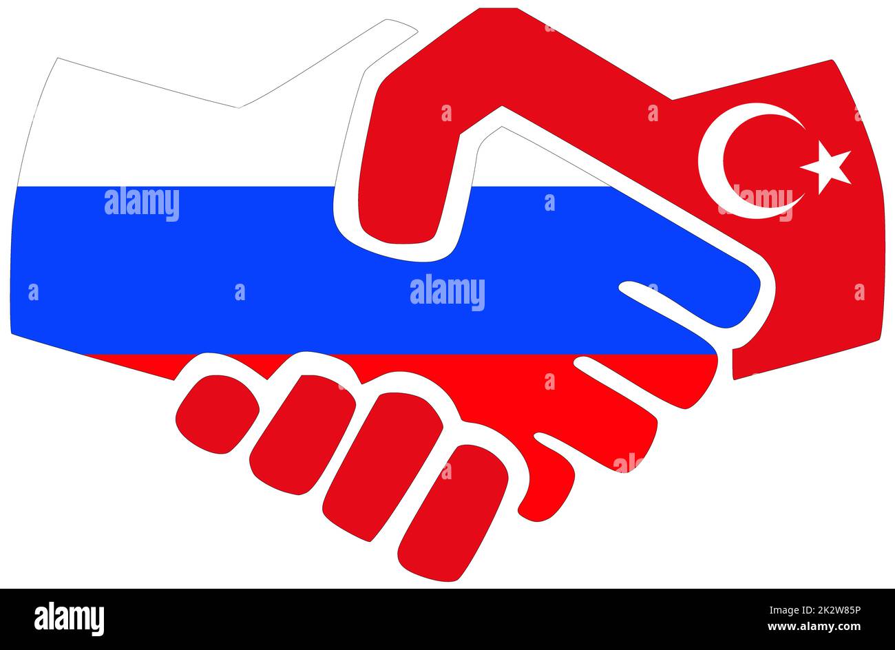 Russie - Turquie : poignée de main, symbole d'accord ou d'amitié Banque D'Images