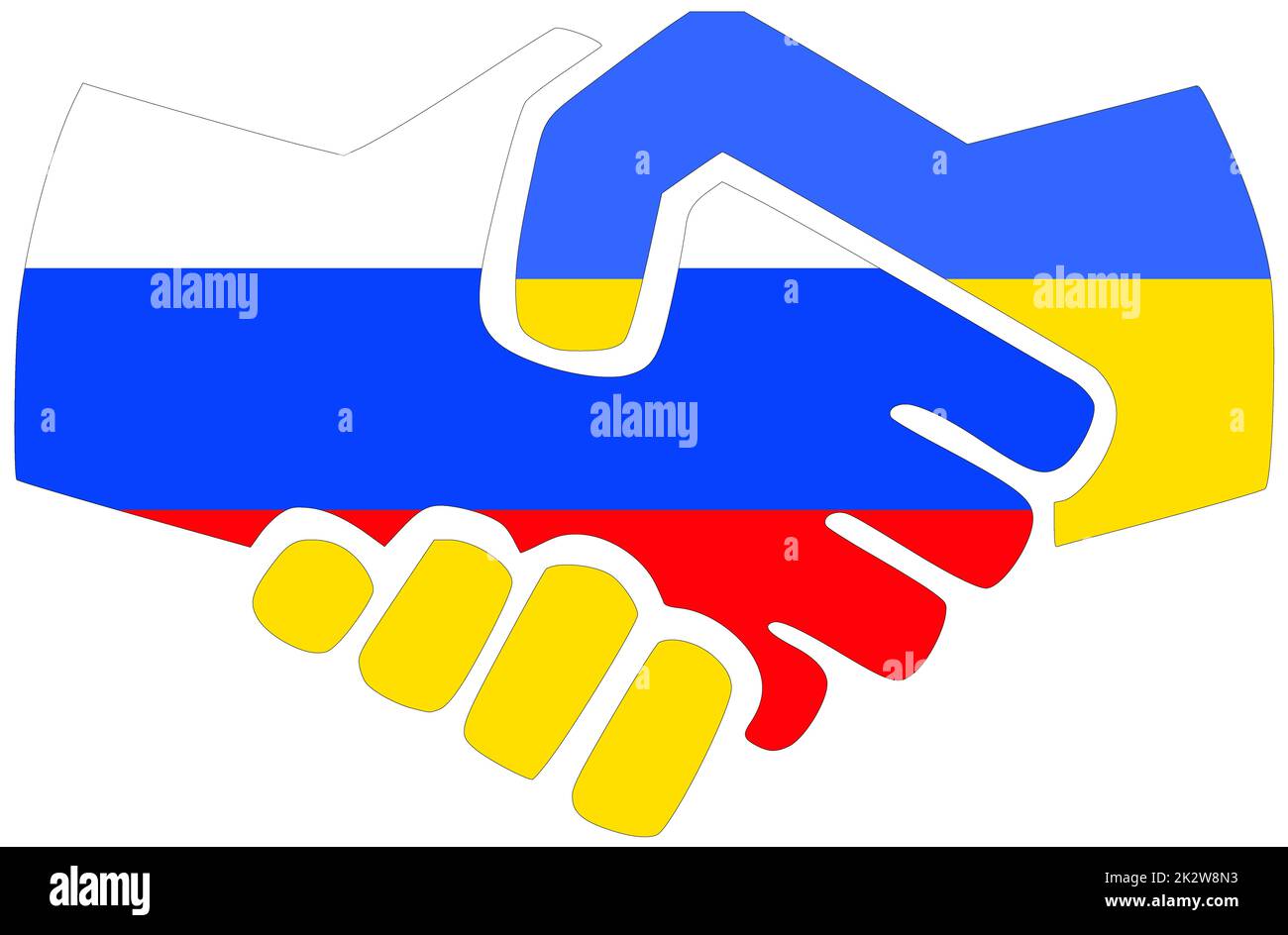 Russie - Ukraine : poignée de main, symbole d'accord ou d'amitié Banque D'Images