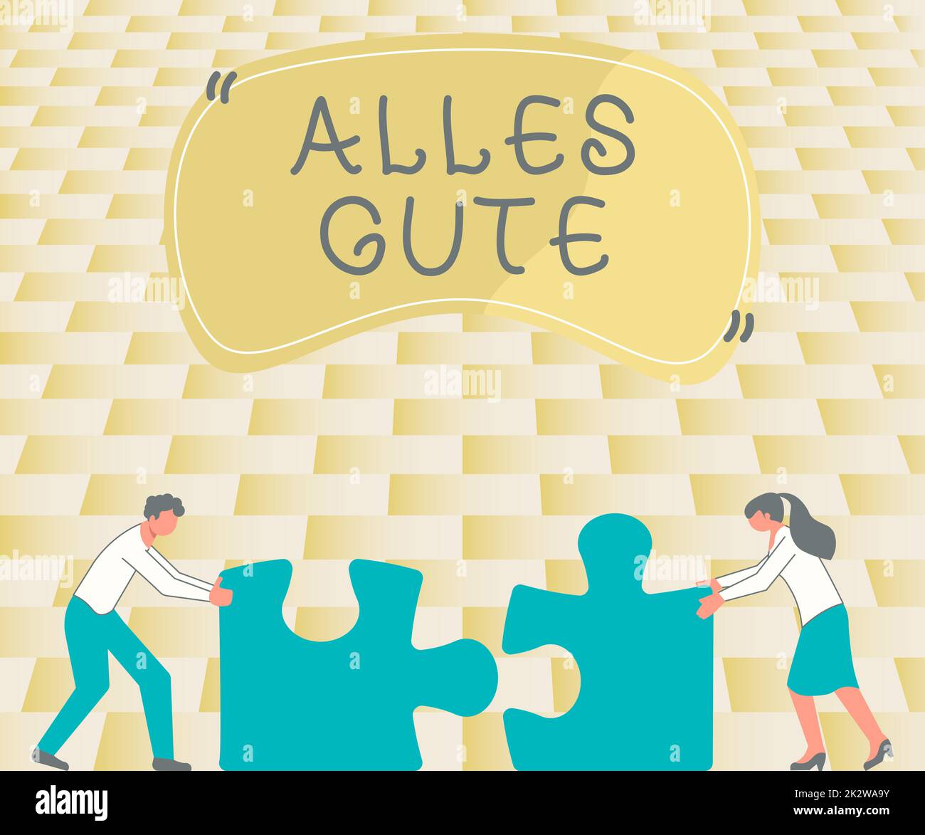 Affiche Alles Gute. Concept signifiant traduction allemande tout le  meilleur pour l'anniversaire ou toute occasion collègues Conencting deux  pièces Jigsaw Puzzle ensemble montrant Teamwork Photo Stock - Alamy