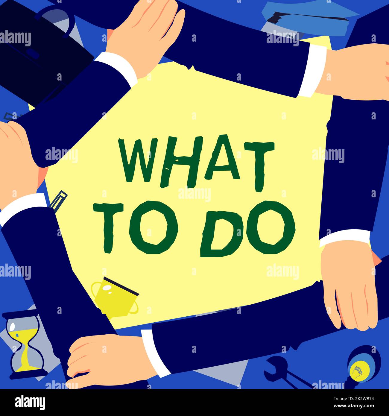 Affichage conceptuel que faire. La photo conceptuelle qui demande des conseils à quelqu'un sur la prochaine action va être faite quatre mains dessin tenant bras ensemble montrant le symbole de connexion. Banque D'Images