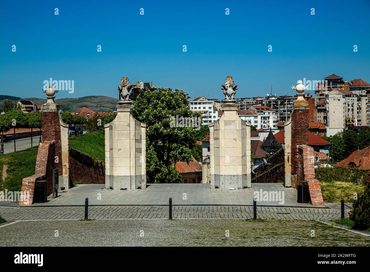 Entrée de la Citadelle d'Alba Carolina, Alba Iulia, Transylvanie, Roumanie Banque D'Images