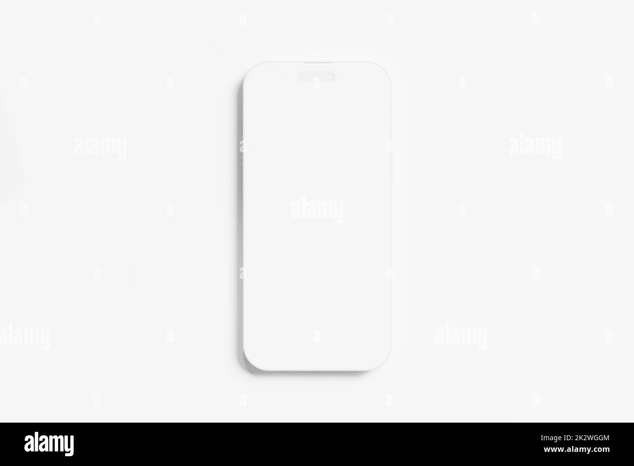 IPhone 14 Pro Max Clay 3D rendu blanc maquette vide pour la présentation de conception Banque D'Images
