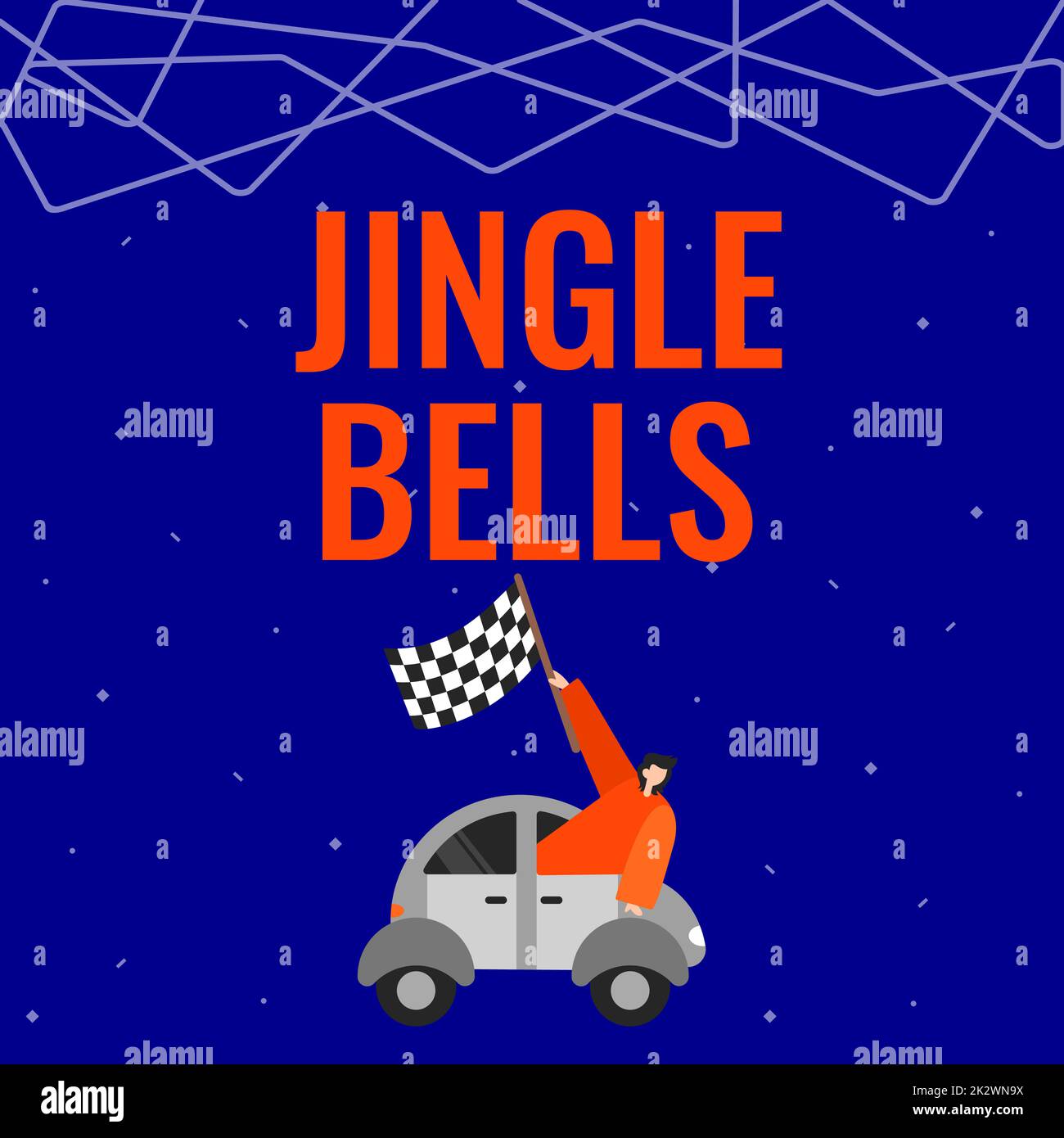 Affiche présentant des cloches Jingle. Mot pour la chanson de Noël traditionnelle la plus célèbre dans le monde entier homme d'affaires en faisant passer Banner de Vehicle Racing vers un avenir prospère. Banque D'Images