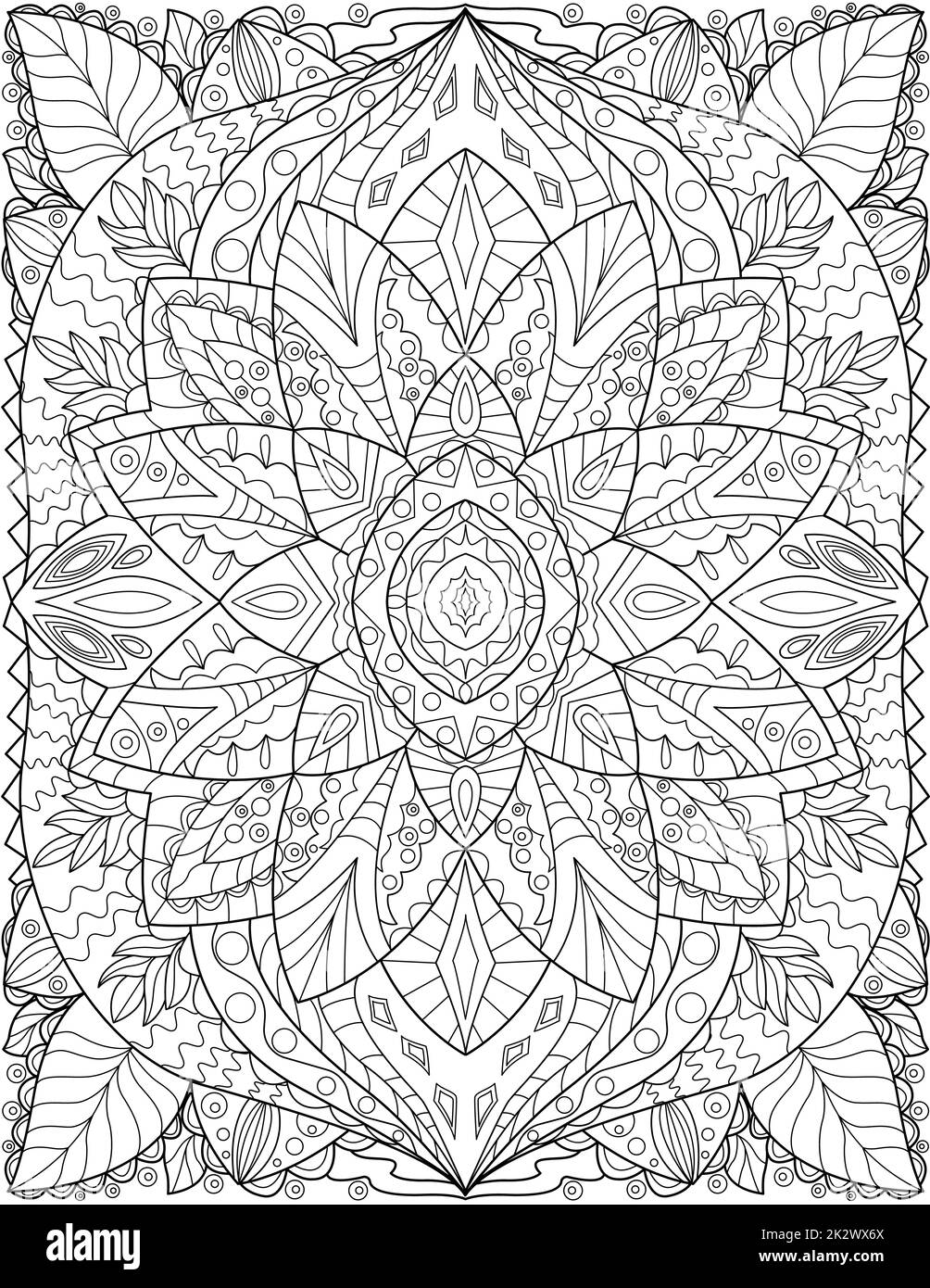 Un beau grand motif de fleurs dessin lentement croissant entouré de feuilles délicieusement. Jolie fleur ligne de plantes dessin linge progressivement avec de grands pétales magnifiquement. Banque D'Images