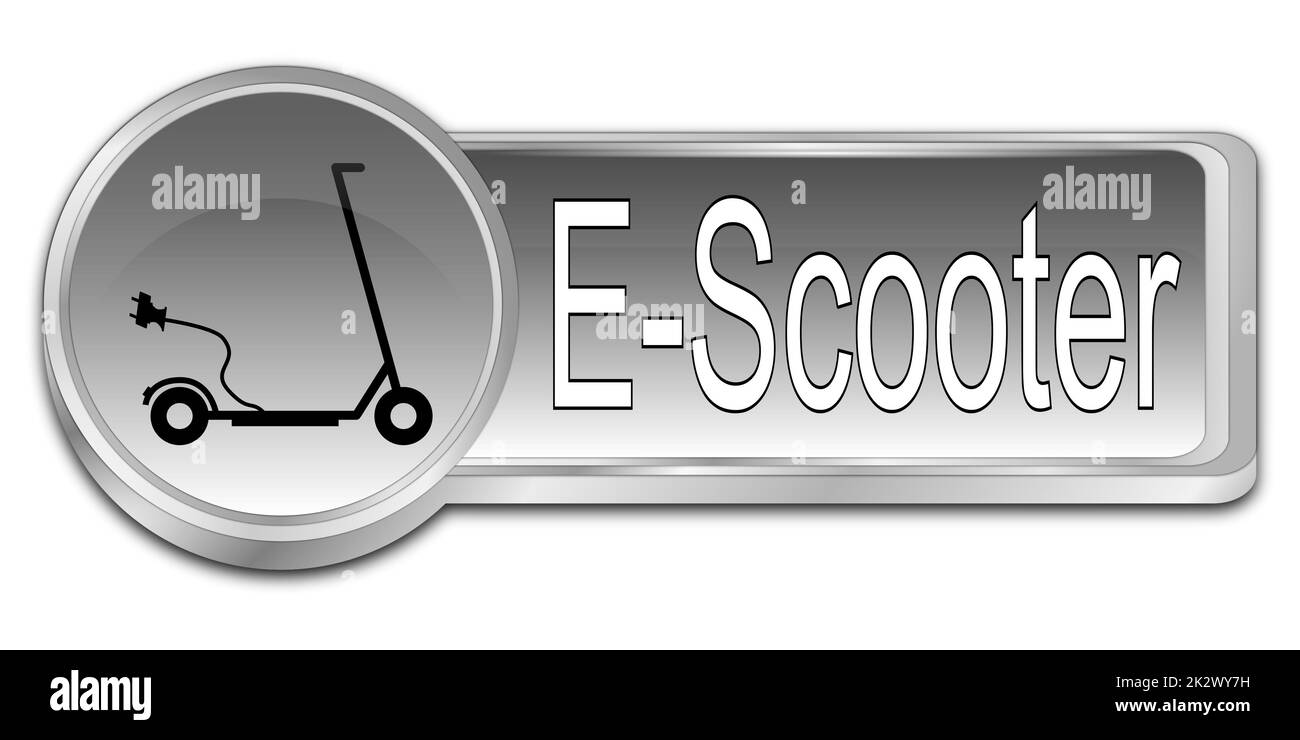 Bouton E-Scooter argent - illustration 3D Banque D'Images
