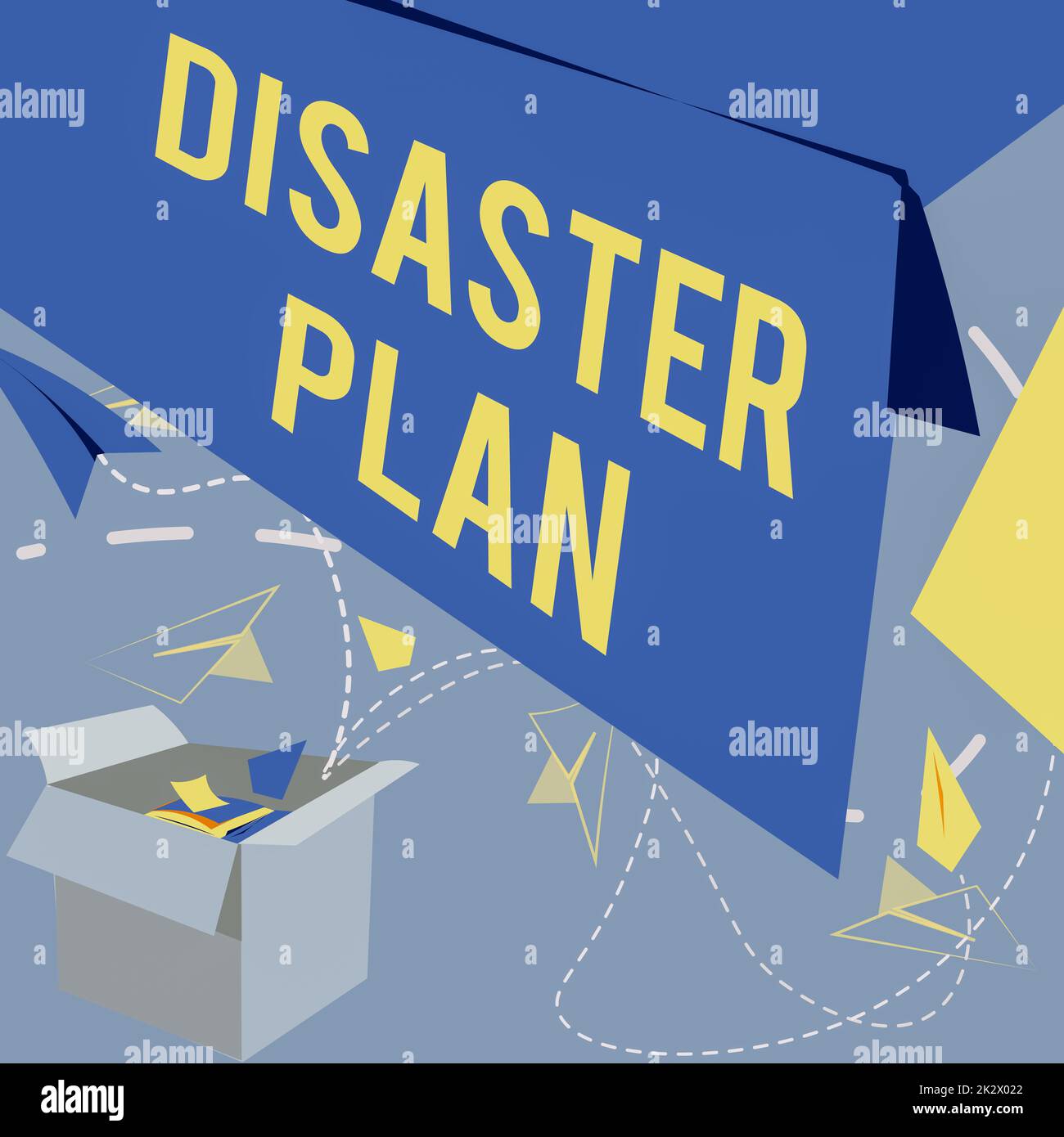Inspiration montrant signe de plan de catastrophe. Mot pour répondre à la survie d'urgence et trousse de premiers soins boîte ouverte avec Flying Paper planes présentant de nouvelles idées libres Banque D'Images