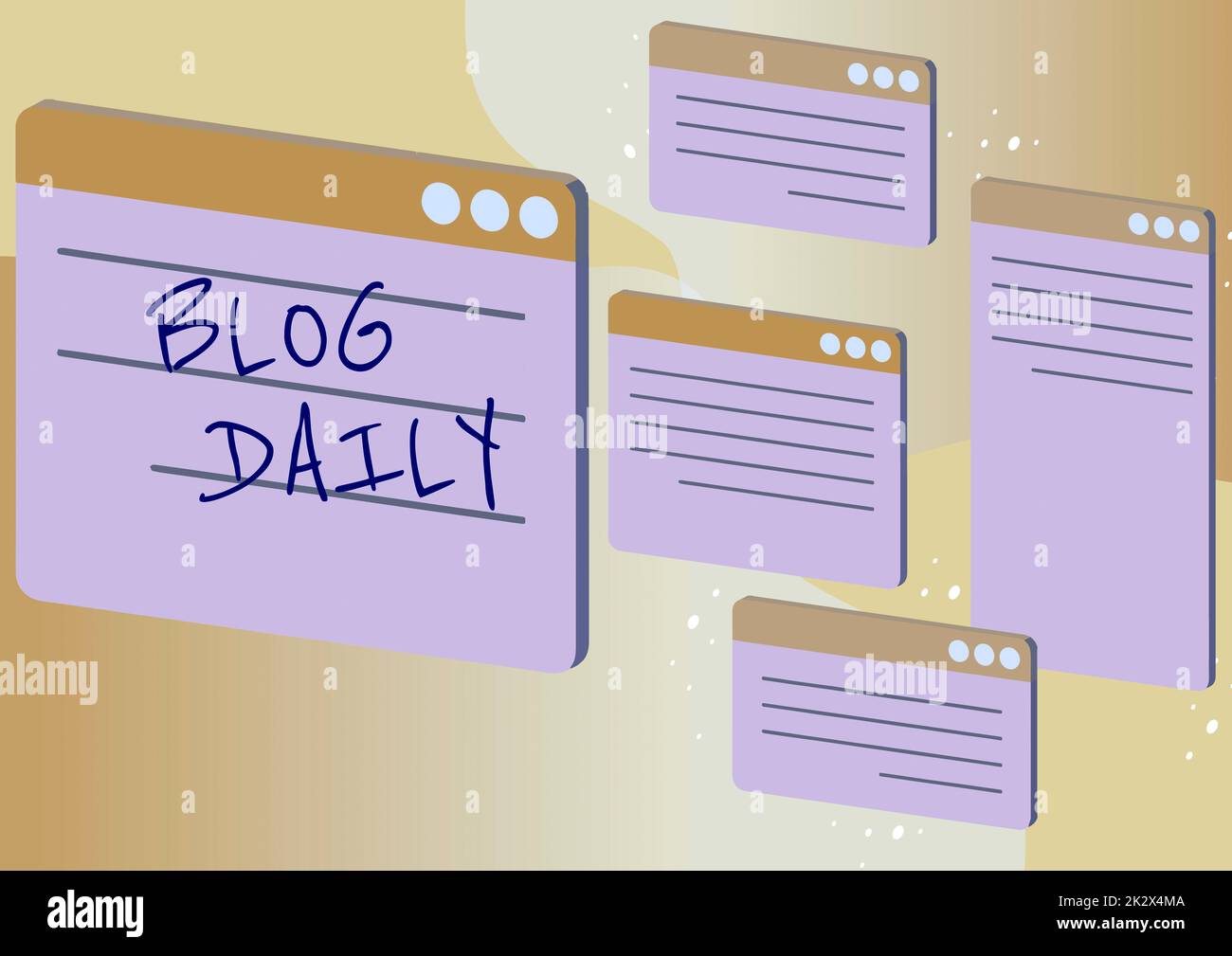 Blog de texte d'écriture quotidien. Photo conceptuelle publication quotidienne de tout événement via Internet ou des outils de médias onglets de discussion symbolisant la réussite des collègues de communication en ligne. Banque D'Images