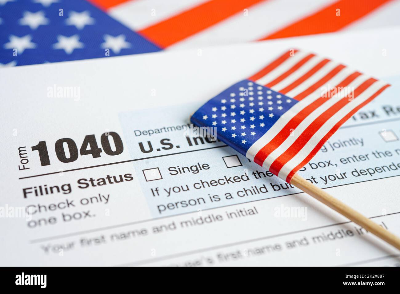 Formulaire fiscal 1040 Déclaration de revenus des particuliers des États-Unis, concept de financement des entreprises. Banque D'Images