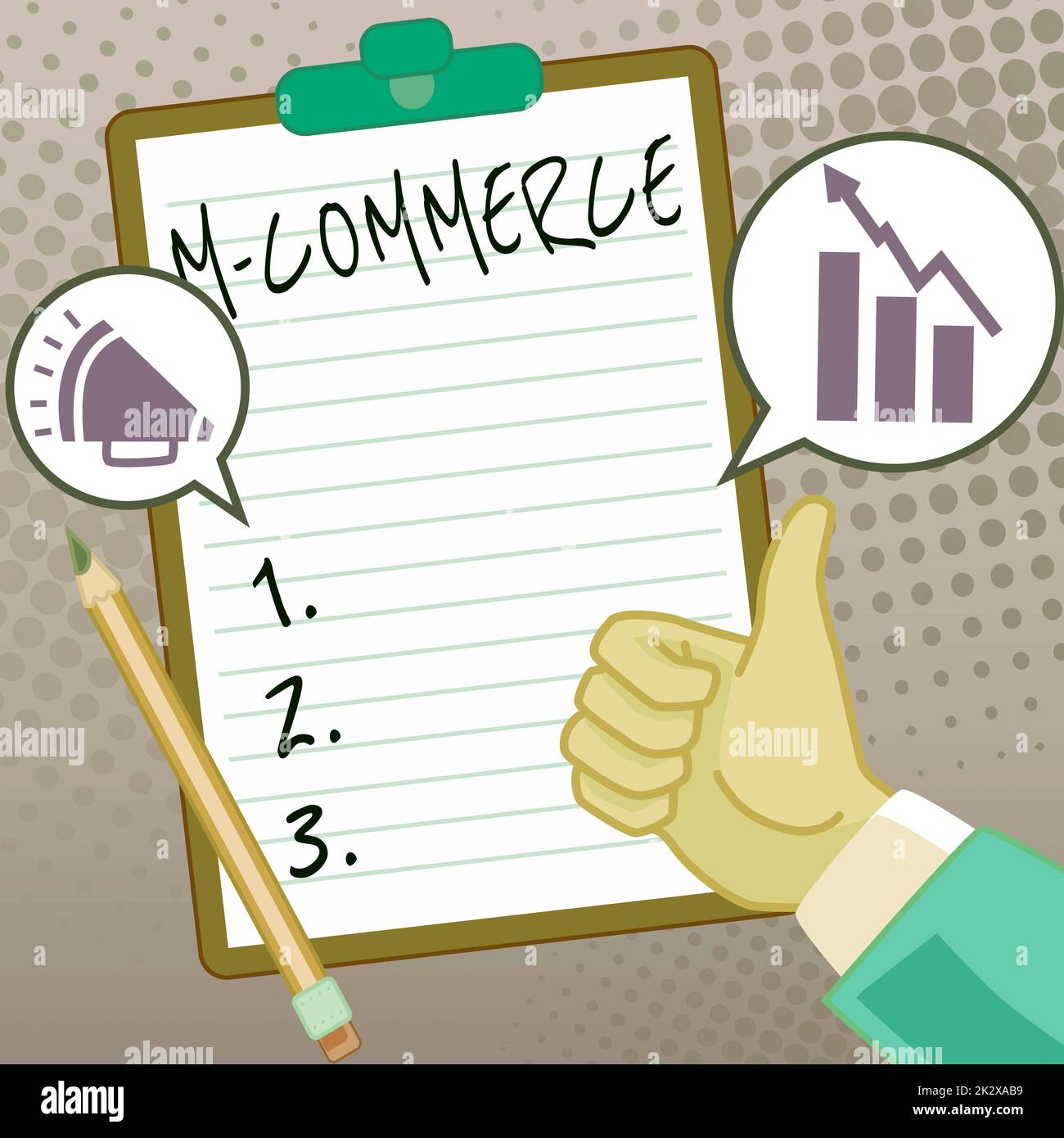 Affichage conceptuel M Commerce. Business concept transactions commerciales menées électroniquement par téléphone portable mains Thumbs Up montrer de nouvelles idées. Palmiers porte-notes Présentation des plans Banque D'Images