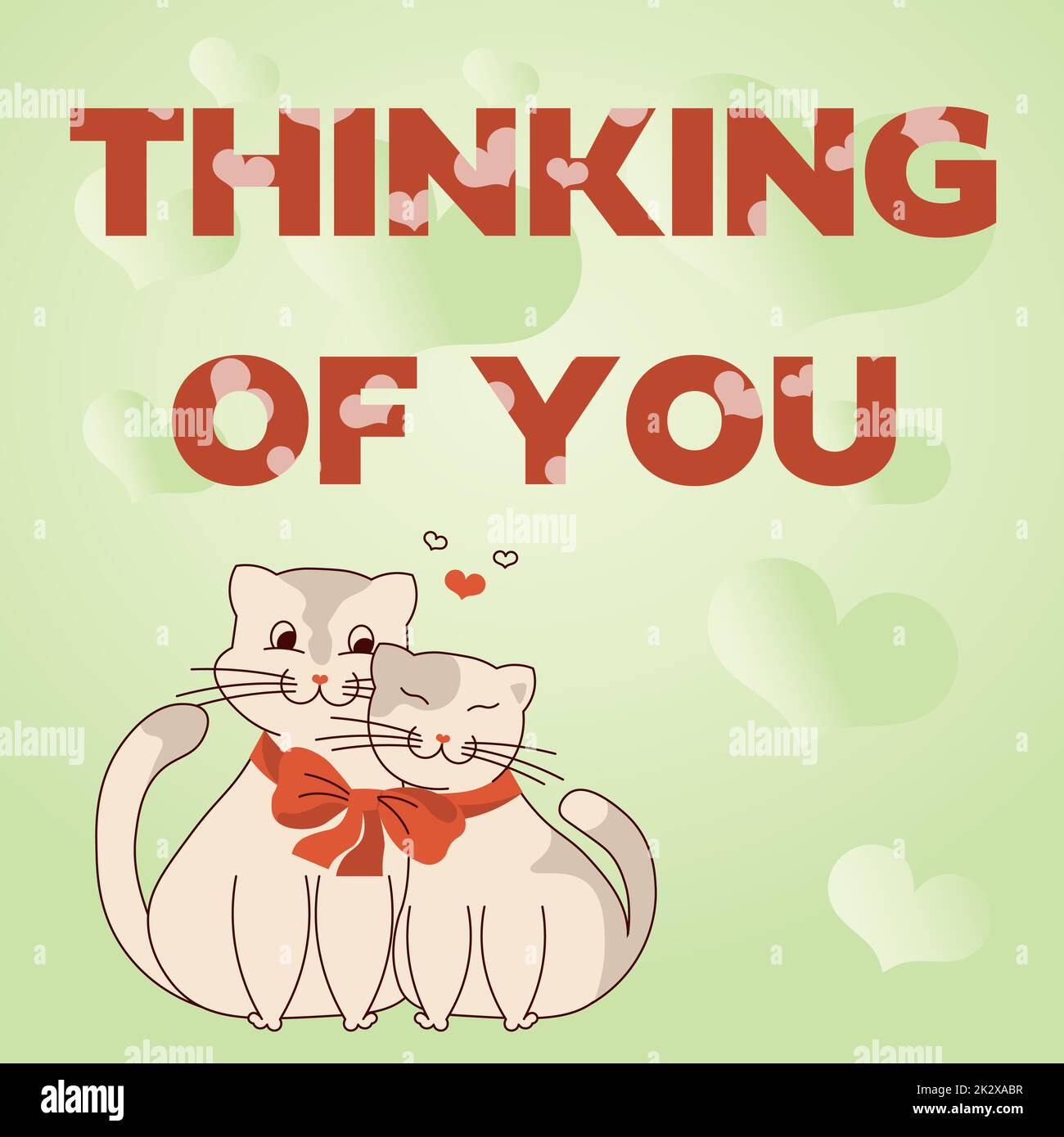 Écriture de texte PENSANT À VOUS. Business concept Dreaming of amant tout le temps Cats liés avec l'arc représentent un couple passionné avec des objectifs d'amour. Banque D'Images