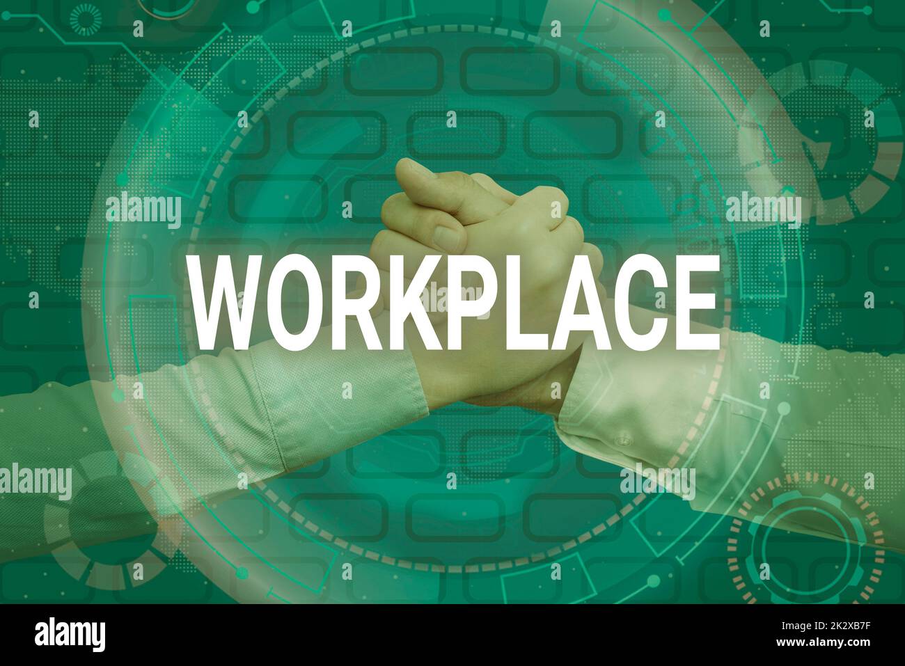 Affiche présentant l'espace de travail. Photo conceptuelle zone où vous pouvez trouver occupé à montrer faire leurs ordres de travail poignée de main présentant des idées de plan innovantes symbolisant un travail d'équipe réussi. Banque D'Images