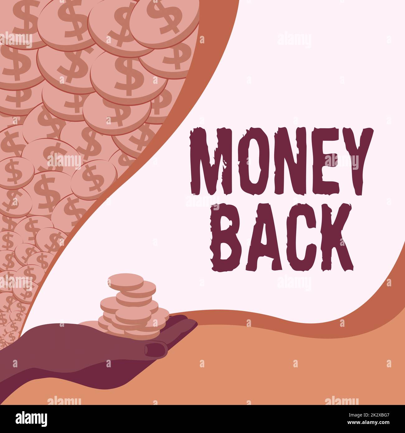 Écriture du texte affichant Money Back. Approche d'affaires Obtenez ce que vous avez payé en retour pour défaut ou problème dans le produit Palm portant l'argent pour les plans d'hypothèque pour la maison et le bureau. Banque D'Images