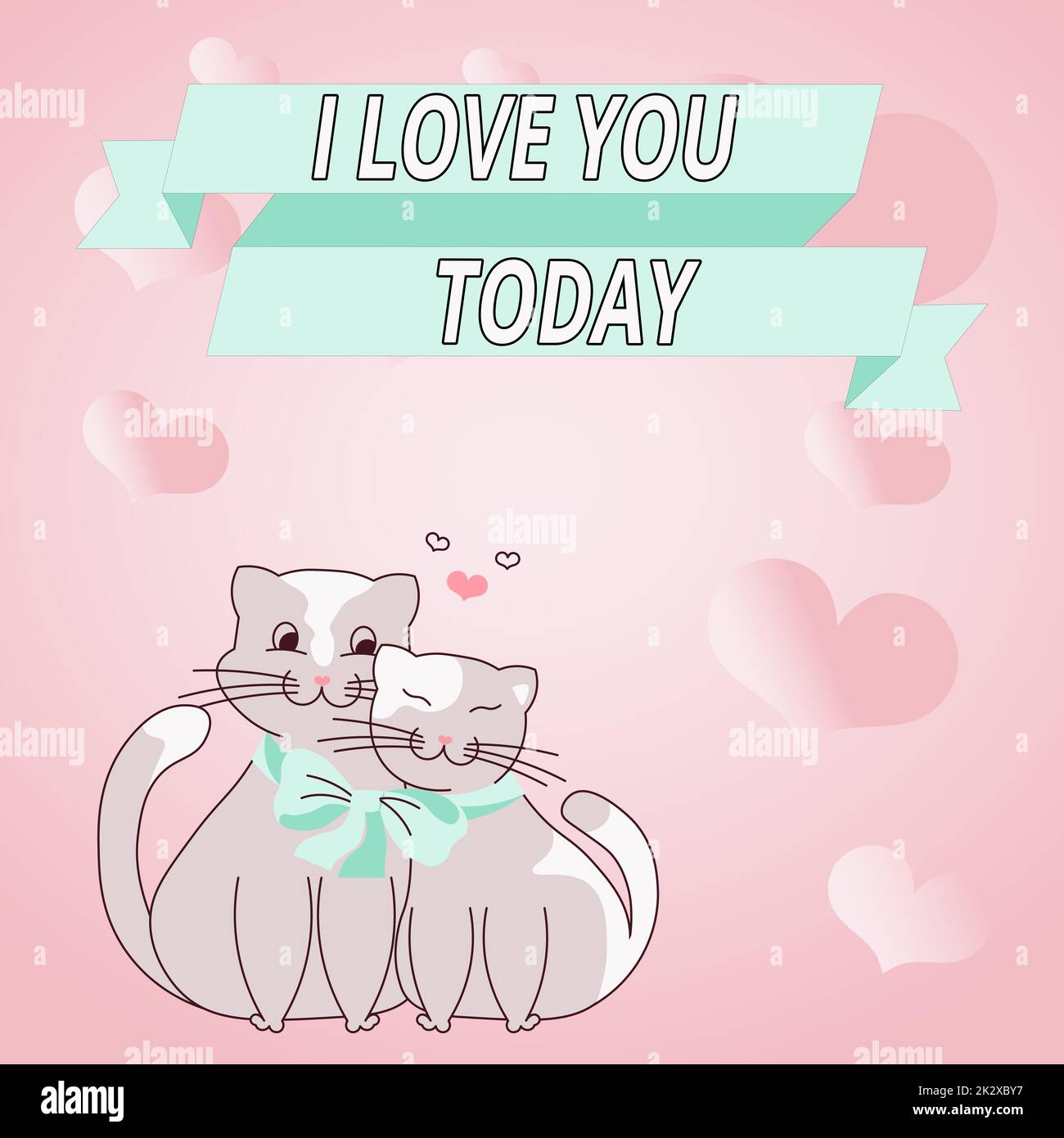 Symbole texte indiquant Je t'aime. Internet concept exprimant l'amour entre les couples sur la Saint Valentin chats liés ensemble avec l'arc représentent un couple passionné avec des buts d'amour. Banque D'Images