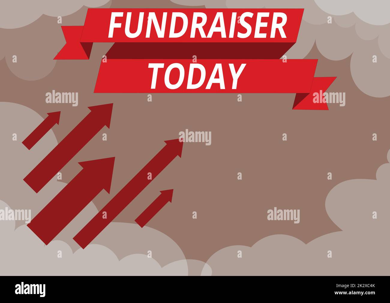 Collecteur de fonds d'affichage conceptuel. Personne de concept d'affaires dont le travail ou la tâche est de chercher un soutien financier pour des flèches de charité se déplaçant rapidement vers le ciel entouré de nuages atteignant des objectifs Banque D'Images