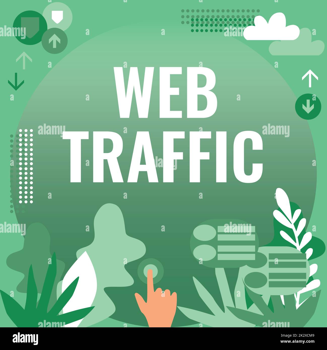 Affiche textuelle indiquant le trafic Web. Photo conceptuelle quantité de données envoyées et reçues par les visiteurs à un site Web main écran pressant montrant la technologie futuriste. Banque D'Images