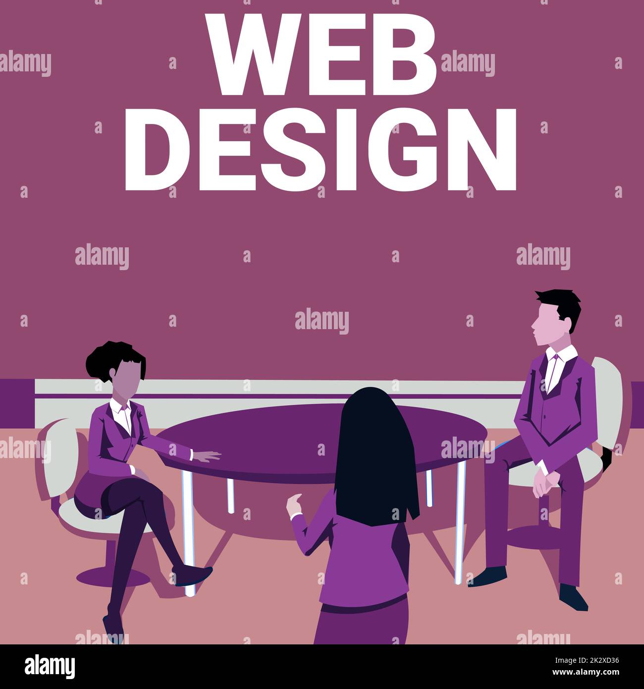 Design Web d'affichage conceptuel. Concept signifie qui est responsable de la production et de la maintenance de sites Web collègues ayant des réunions présentant des idées de projet réalisation de travail d'équipe. Banque D'Images