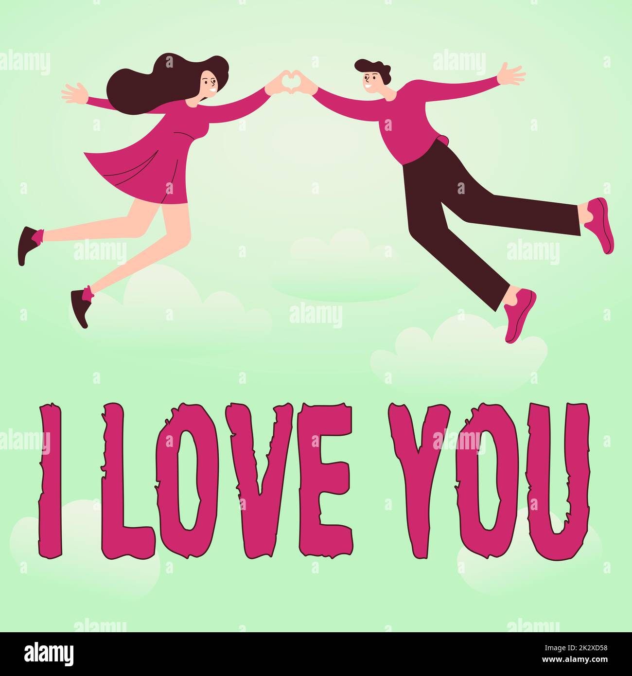 Texte montrant inspiration Je t'aime. Mot écrit sur exprimer l'amour entre les couples le couple de jour de Valentines tenant des mains formant un coeur romantique représentant l'amour. Banque D'Images