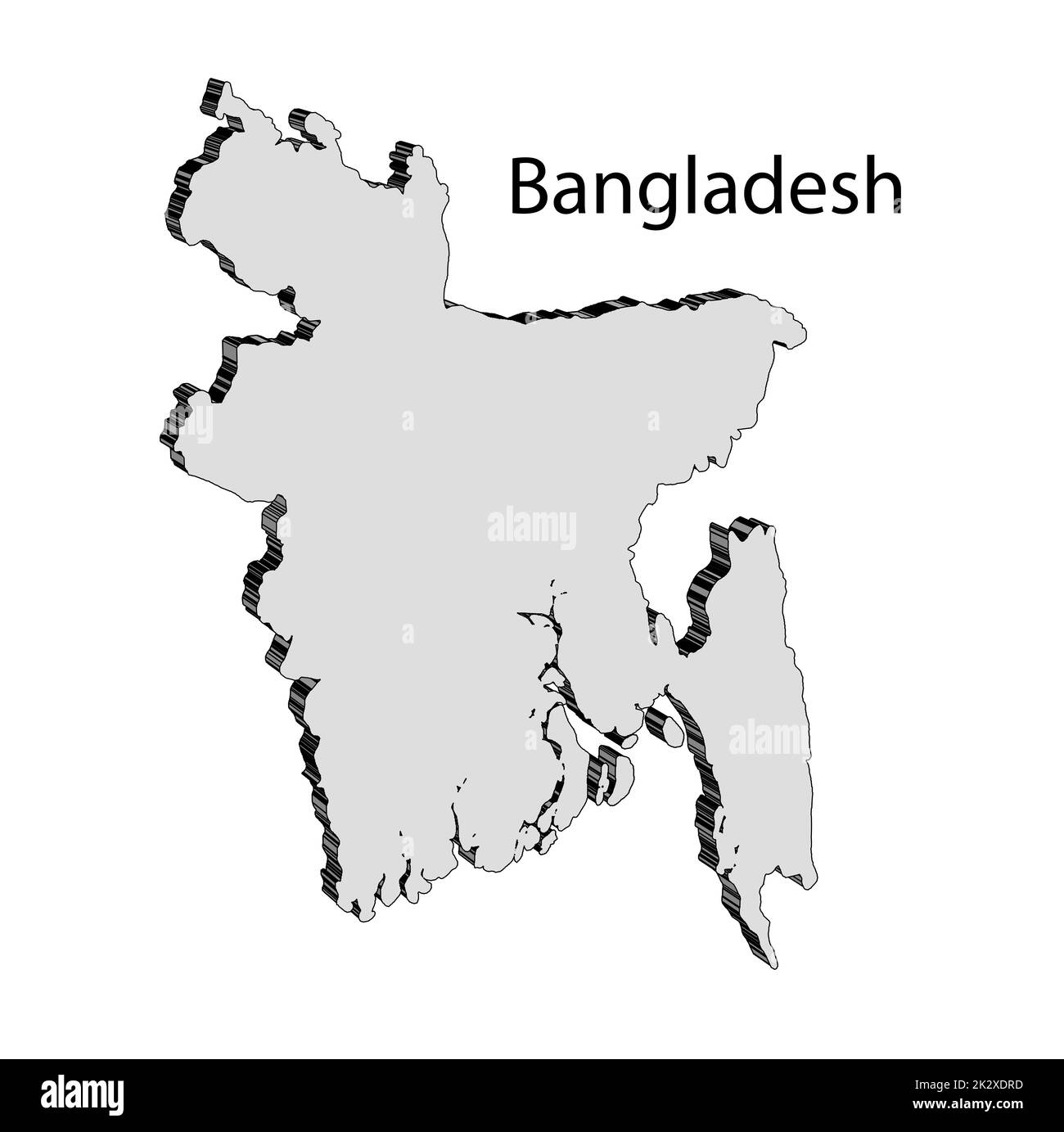 Bangladesh 3D Silhouette Map Banque D'Images
