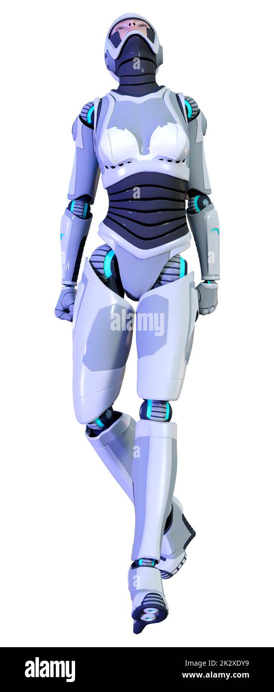 Le Rendu 3D Robot femelle on White Banque D'Images