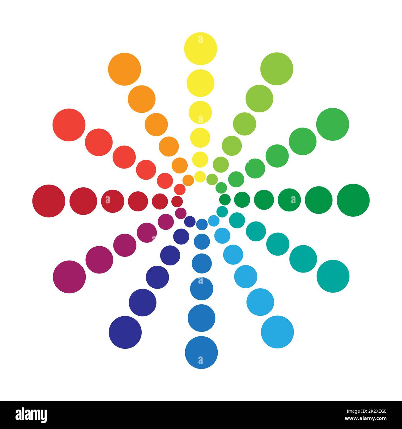 Palette circulaire de toutes les couleurs de l'arc-en-ciel sur fond blanc - vecteur Banque D'Images