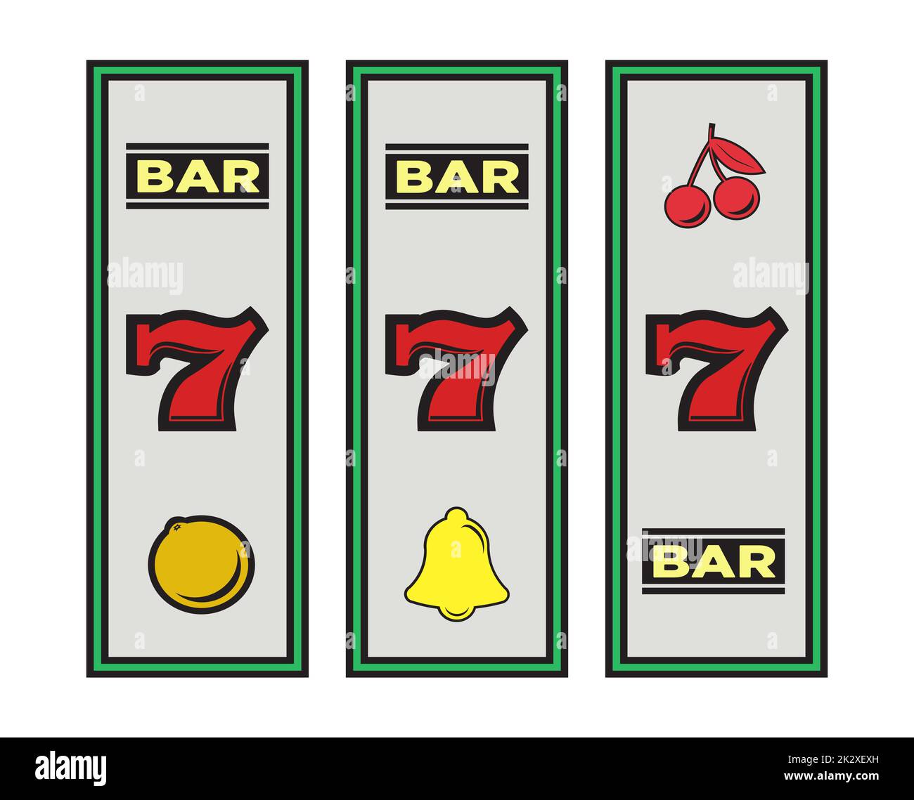 Machine à sous éléments de casino sur fond blanc - Vector Banque D'Images