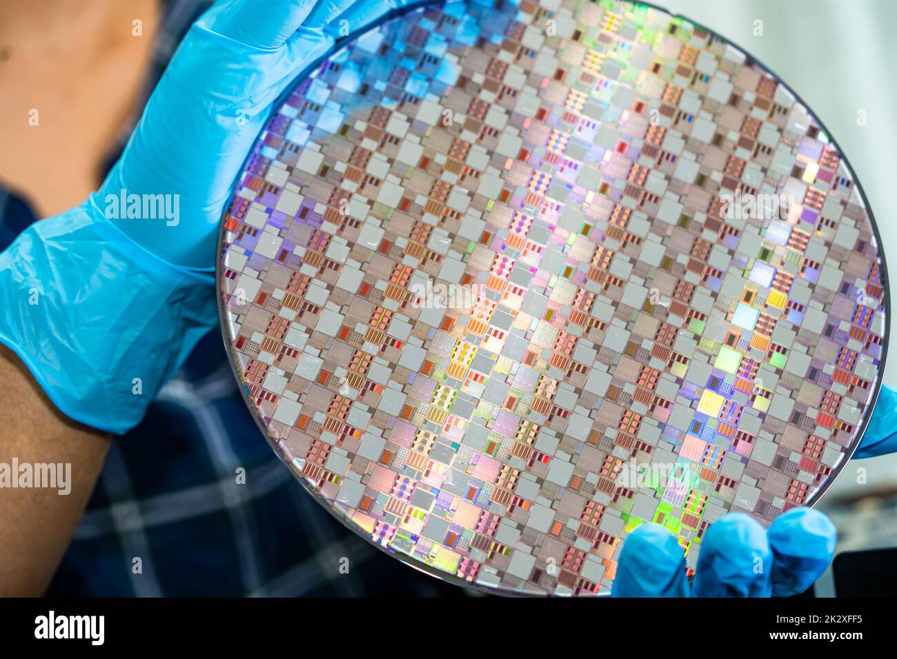 Galette de silicium pour la fabrication de semi-conducteurs de circuit intégré. Banque D'Images