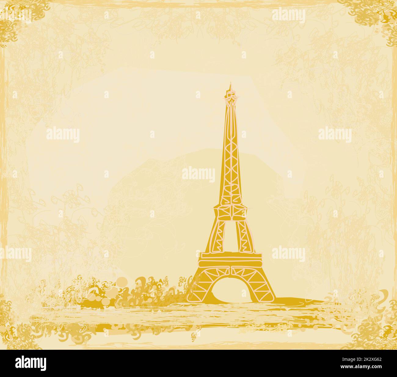Retro Vintage carte de la tour Eiffel Banque D'Images