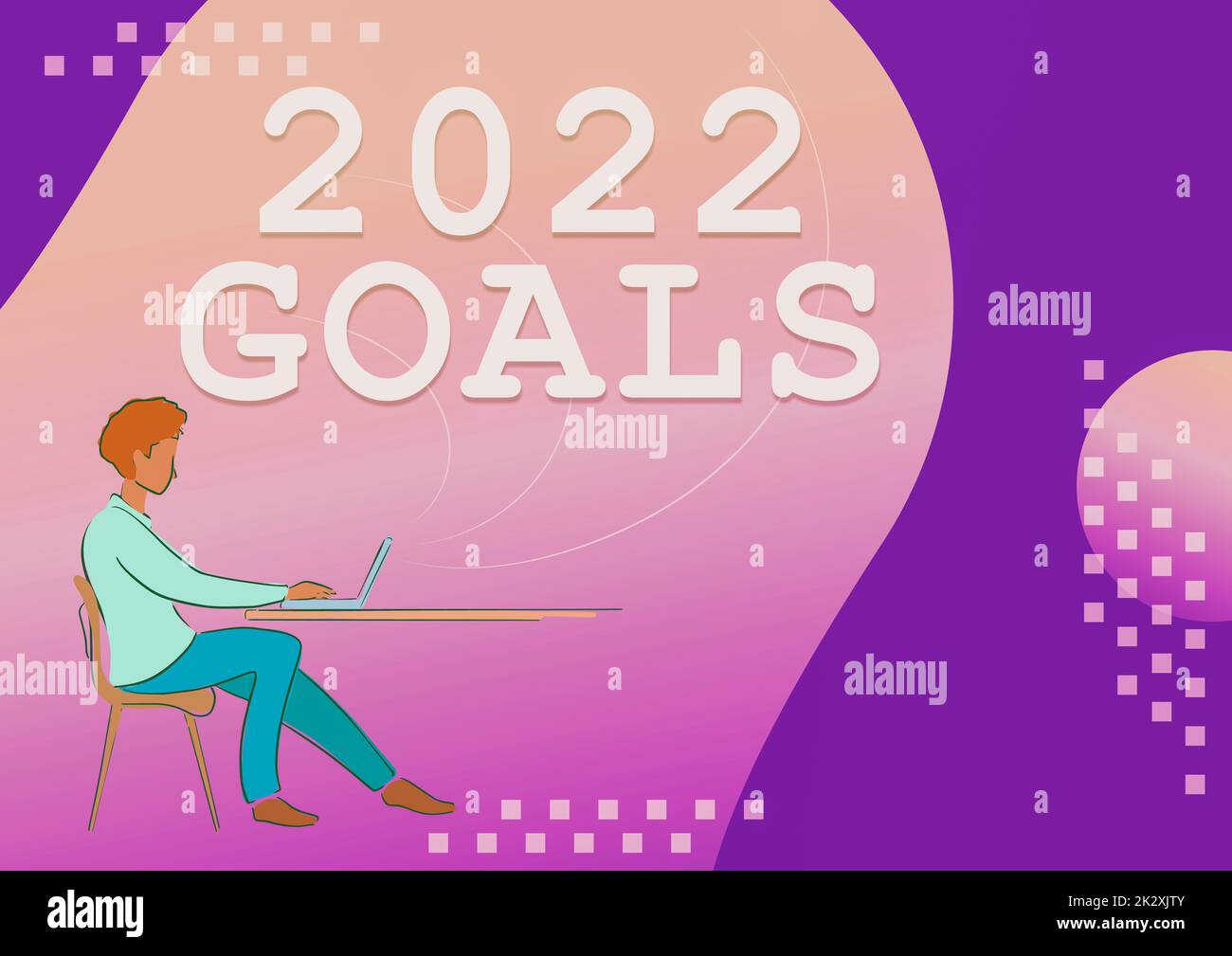 Affiche manuscrite 2022 objectifs. Idée d'affaires Un plan à faire pour quelque chose de nouveau et mieux pour l'année à venir personne assis bureau en utilisant l'ordinateur de travail pour atteindre des objectifs. Banque D'Images