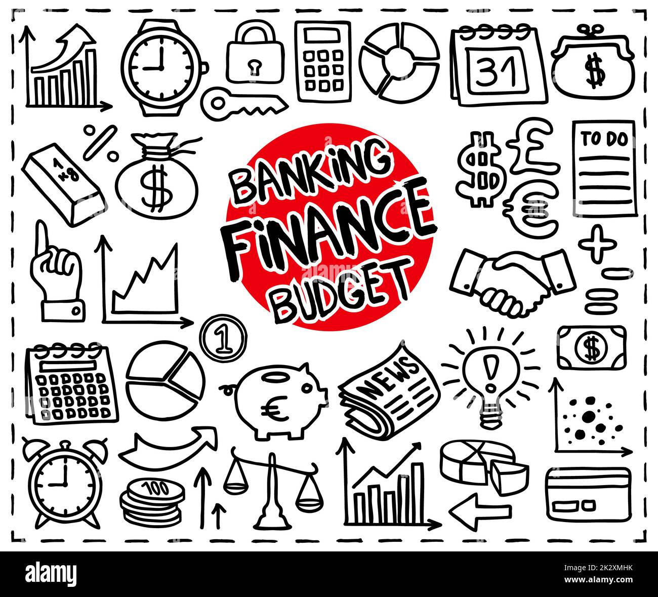 Doodle Finances icons Banque D'Images Doodle Finances icons Banque D'Images