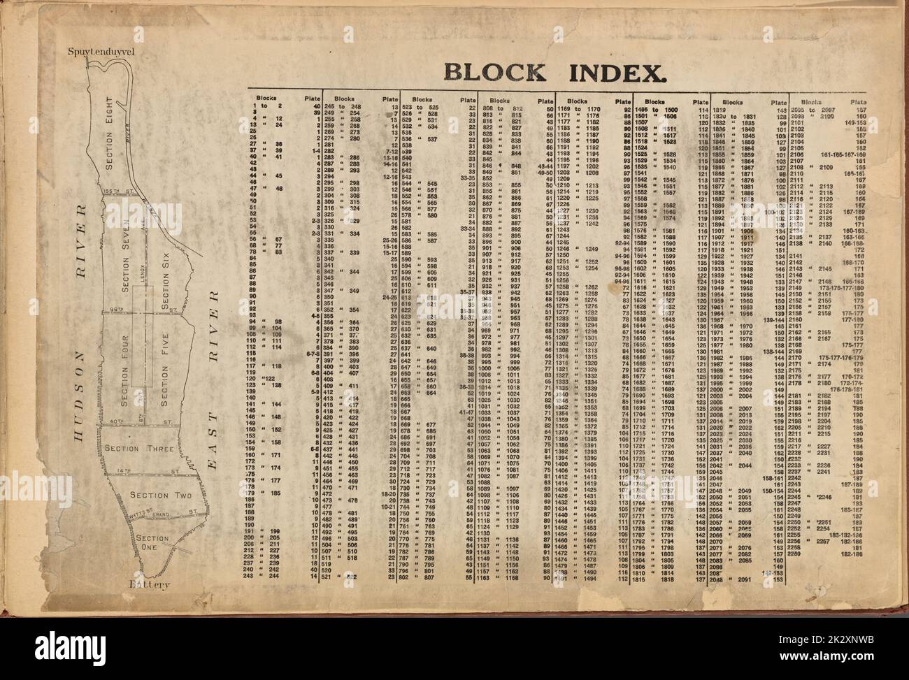 Cartographie, cartes. 1921 - 1923. Lionel Pincus et Princess Firyal Map Division. Immobilier , New York (État) , New York, Manhattan (New York, New York) Index de bloc Banque D'Images