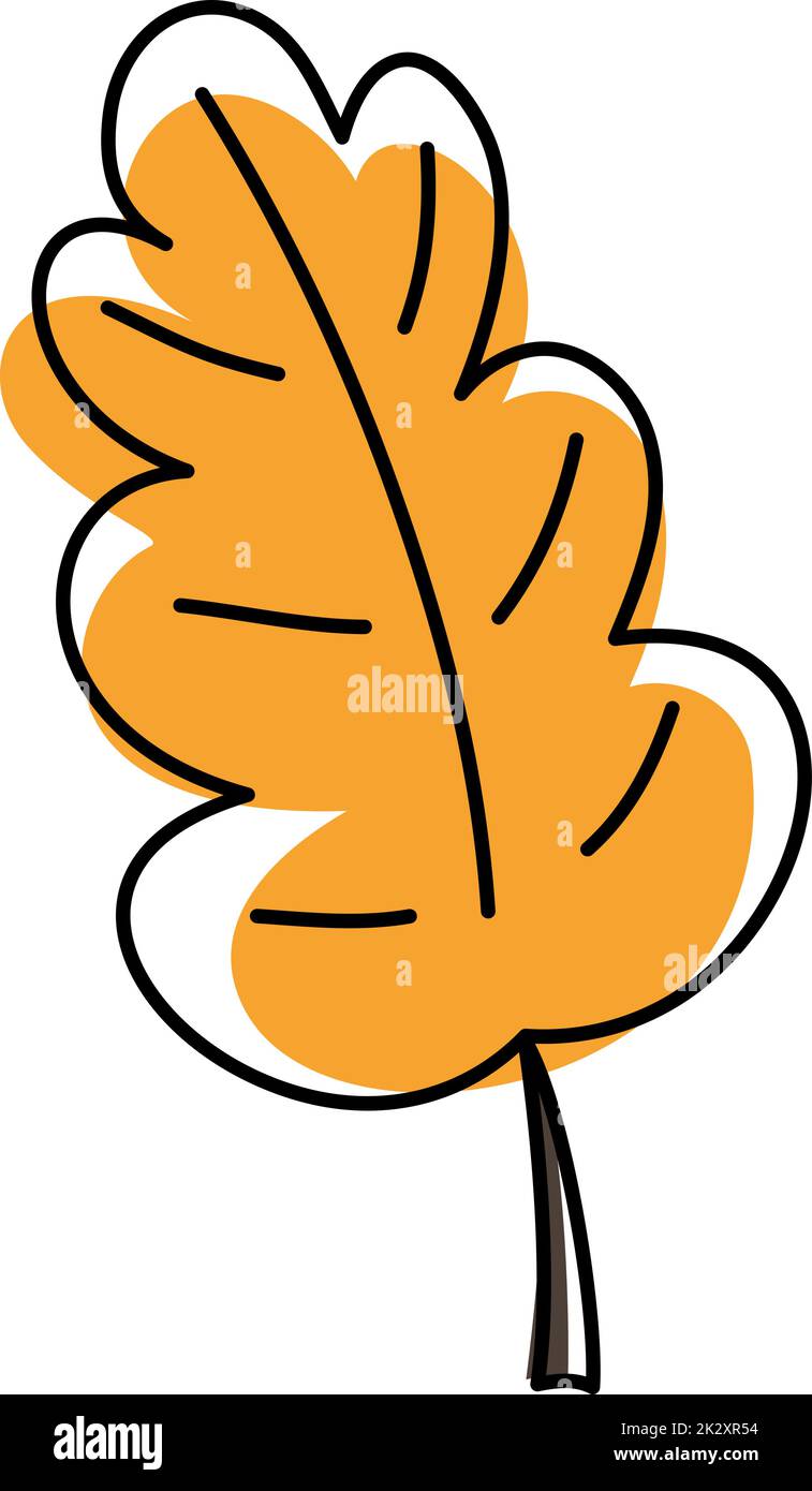Un coolé de feuilles de chêne, icône automne. Illustration vectorielle plate à la main. Esquisse botanique d'automne. Art moderne minimaliste pour poster, web design Illustration de Vecteur