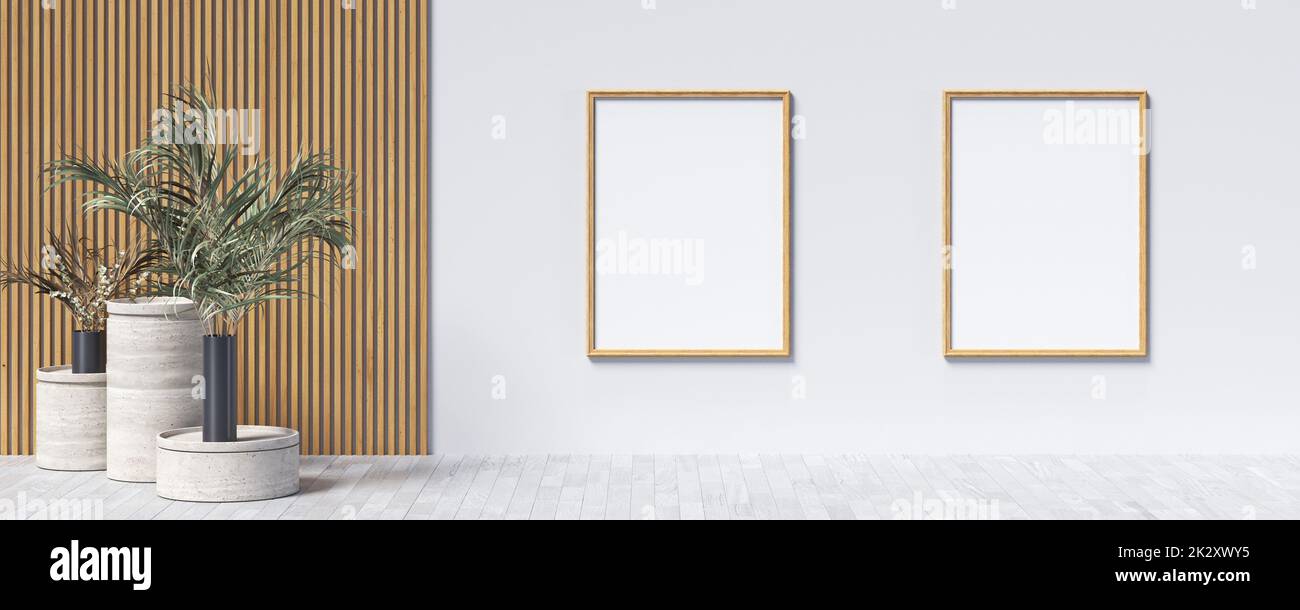 Deux cadres d'affiche maquette avec plantes Banque D'Images