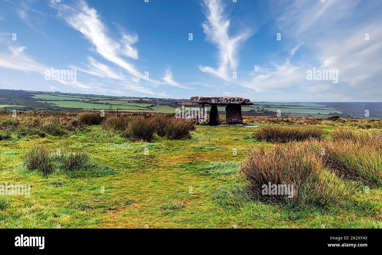 Lanyon Quoit - dolmen à Cornwall, Angleterre, Royaume-Uni Banque D'Images