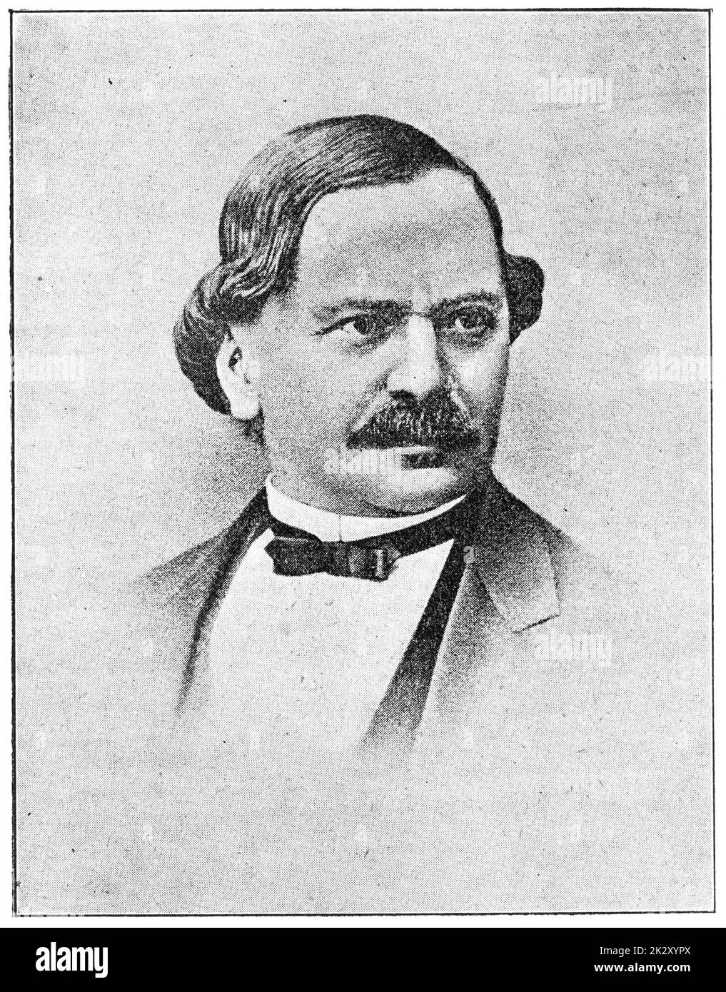 Portrait de Cheri Maurice - un acteur allemand et directeur de théâtre d'origine française. Illustration du 19e siècle. Arrière-plan blanc. Banque D'Images