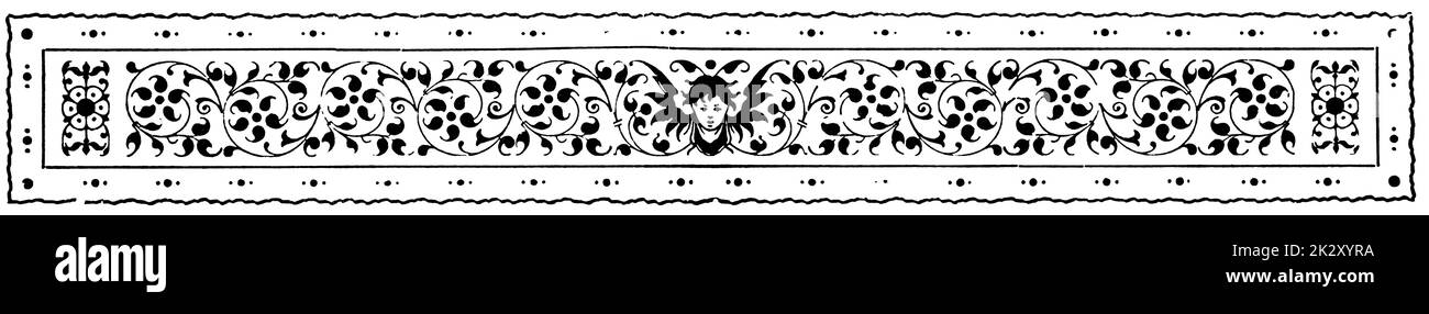 Décoration fleurie abstraite, séparateur de chapitre dans un livre. Illustration du XIXe siècle. Fond blanc. Banque D'Images