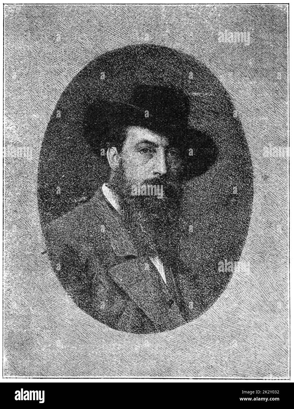 Portrait de Reinhold Begas - sculpteur allemand. Illustration du 19e siècle. Arrière-plan blanc. Banque D'Images