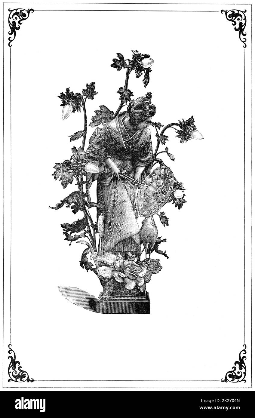 Frontispice de livre - est une illustration décorative ou informative face à un livre. Illustration du 19e siècle. Allemagne. Arrière-plan blanc. Banque D'Images